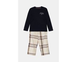 TH - Jongens Pyjama - Donkerblauw T-Shirt/Gestreepte Broek - 8/10 jaar