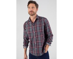 Damart - Thermolactyl geruit flanellen overhemd - Heren - Grijs - 43/44