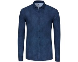 Desoto Overhemd Casual Kent 1 1 87328 3 592 Dark Blue Denim Mannen Maat - XXL