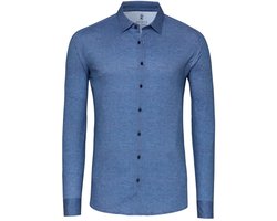 Desoto Overhemd Twill Optics Blauw - Maat L - Heren - Overhemden Casual