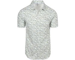 Desoto Short Sleeve Jersey Overhemd Print Groen Blauw - Maat L - Heren - Overhemden Casual