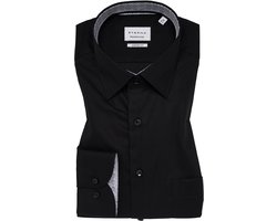 ETERNA comfort fit overhemd - popeline - zwart - Strijkvrij - Boordmaat: 45