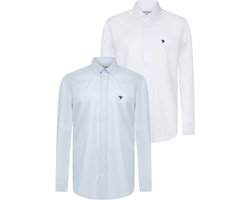 Felix Hardy 2 Pack - Multipack Overhemd - Overhemden - 97% Katoen Heren Wit-Lichtblauw - Xl