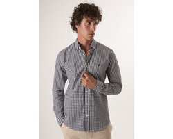 Felix Hardy Geruit Overhemd - Overhemden - 100% Katoen Heren Zwart - 2Xl