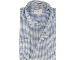 Gant overhemd blauw geruit lange mouwen