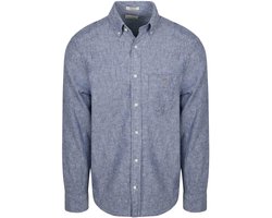 Gant Overhemd Cotton Linen Blauw - Maat L - Heren - Overhemden Casual