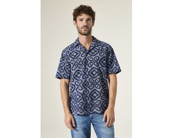GARCIA Heren Print Overhemd Blauw Korte mouw