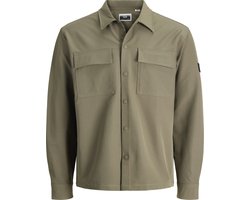 JACK & JONES Heren Overhemd Groen – Regular Fit – Polyester Stretch – Casual Lange Mouw