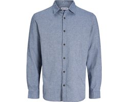 Jack & Jones Heren Overhemd JJECLASSIC MELANGE SHIRT bequem Blauw M Volwassenen