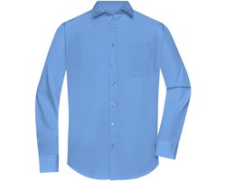 James & Nicholson Overhemd Heren met Lange Mouw (Aqua) - Maat 4XL (Inclusief 2 TLRGolf wasknijpers)