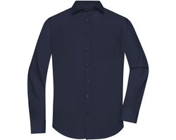 James & Nicholson Overhemd Heren met Lange Mouw (Navy) - Maat XL (Inclusief 2 TLRGolf wasknijpers)