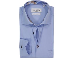 Ledub modern fit overhemd - popeline - middenblauw - Strijkvriendelijk - Boordmaat: 44
