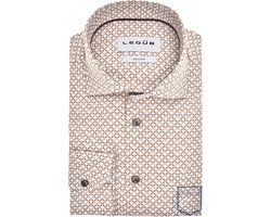 Ledub overhemd bruin geprint katoen