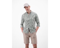 LERROS Overhemd met lange mouwen en bloemenprint van een materiaalmix , Maat: XXXL , Kleur: STORM GREY , 55% linnen, 45% katoen