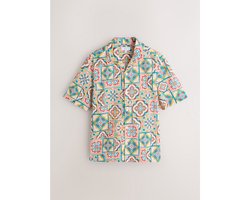 Next - Heren - Overhemd met korte mouwen en print - Rood