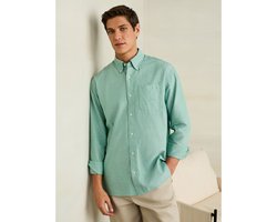 Next - Heren - paars - Lange mouwen - Lightweight Pocket Oxford Shirt - Groen