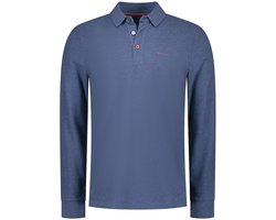 NZA - Blauw katoenen polo shirt lange mouw