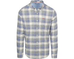NZA Shirt Picton Linnen Blend Ruit Blauw - Maat M - Heren - Overhemden Casual