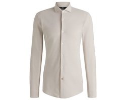 overhemd Boss Black beige katoen effen