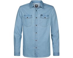 Petrol Industries - Heren Denim Overhemd Regular Vertex - Blauw - Maat L