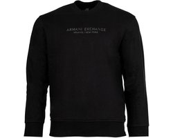 Printed Cotton Long Sleeve Sweatshirt with Round Neck - Black