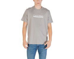 Printed Cotton Short Sleeve T-shirt - Grey Shirts