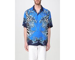 Printed Silk Shirt Baroque Design - Blue