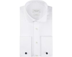Profuomo overhemd slim fit wit dubbele manchet wide collar