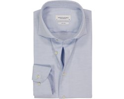 Profuomo slim fit heren overhemd - basket weave - lichtblauw - Strijkvriendelijk - Boordmaat: 41
