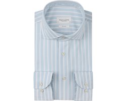 Profuomo slim fit heren overhemd - Oxford - blauw gestreept - Strijkvriendelijk - Boordmaat: 38