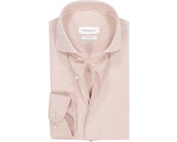 Profuomo slim fit heren overhemd - structuur - roze - Strijkvriendelijk - Boordmaat: 38