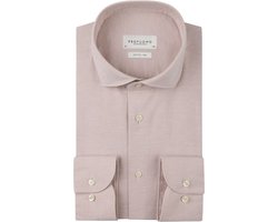 Profuomo slim fit heren overhemd - structuur - roze - Strijkvriendelijk - Boordmaat: 40