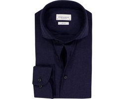 Profuomo slim fit heren overhemd - twill - donkerblauw - Strijkvriendelijk - Boordmaat: 41