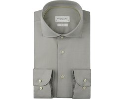 Profuomo slim fit heren overhemd - twill - groen - Strijkvrij - Boordmaat: 40
