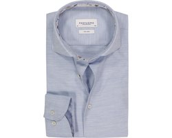 Profuomo slim fit heren overhemd - twill - lichtblauw melange - Strijkvriendelijk - Boordmaat: 41