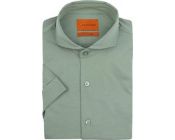 Suitable Shortsleeve Sorona Overhemd Groen - Maat 40 - Heren - Overhemden Formeel