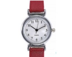 Aanbieding-Horloge -Jol-voor de smalle pols- Lederbandje- Rood- 26 mm