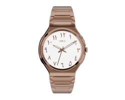 AIRA Fajr Rose Vrouwen Horloge - Waterdicht - Analoog - Quartz uurwerk - Roestvrijstaal met Arabische Wijzerplaat - Rose Goud - 39mm