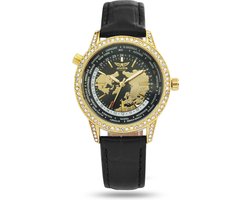 Aviator - Dames Horloge F-Series Diamond Gold Collection - Zwart/Goud - Ø 38mm