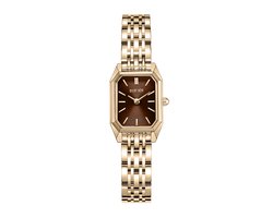 BURKER Isabell Petite Horloge Dames - Rechthoekig - Goud Bruin - Schakelband - 29 mm