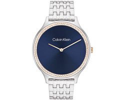 Calvin Klein CK25100001 CK TIMELESS Dames Horloge - Mineraalglas - Staal - Zilverkleurig - 38 mm breed - Quartz - Vouw/Vlindersluiting