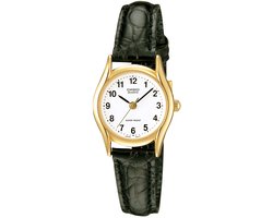Casio Dames D CA WIT ZWART LTP-1154PQ-7BEG - Horloge - Leer - Zwart - 23 mm
