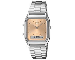Casio Vintage - Unisex Horloge - Retro Design - Bezel Kleur Zilver - Digitale en Analoge Uitvoering