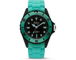 Colori Colour Combo 5 COL296 Horloge - Siliconen Band - Ø 44 mm - Mint Groen / Zwart