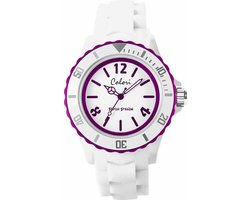 Colori White Summer 5 COL402 Horloge - Siliconen Band - Ø 44 mm - Wit / Paars