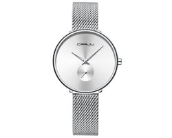 CRRJU® - Horloge Dames - Cadeau voor Vrouw - 40 mm - Zilver Wit