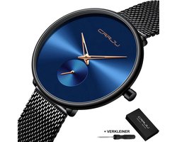 CRRJU® - Horloge Dames - Cadeau voor Vrouw - 40 mm - Zwart Blauw