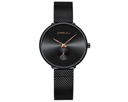 CRRJU® - Horloge Dames - Cadeau voor Vrouw - 40 mm - Zwart