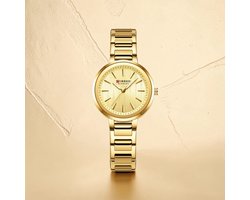 CURREN 9109 Dameshorloge Volledig Goudkleurig – Quartz Polshorloge met RVS Band, Lume Wijzers, Golfpatroon en 3ATM Waterbestendig – 5 Kleurvarianten – 32mm Dial