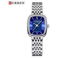 Curren Dames Horloge Zilverkleurig&Blauw | Luxe Dames Horloge | Dames Sieraden | Luxe Geschenkdoos | Vrouwen Cadeau |